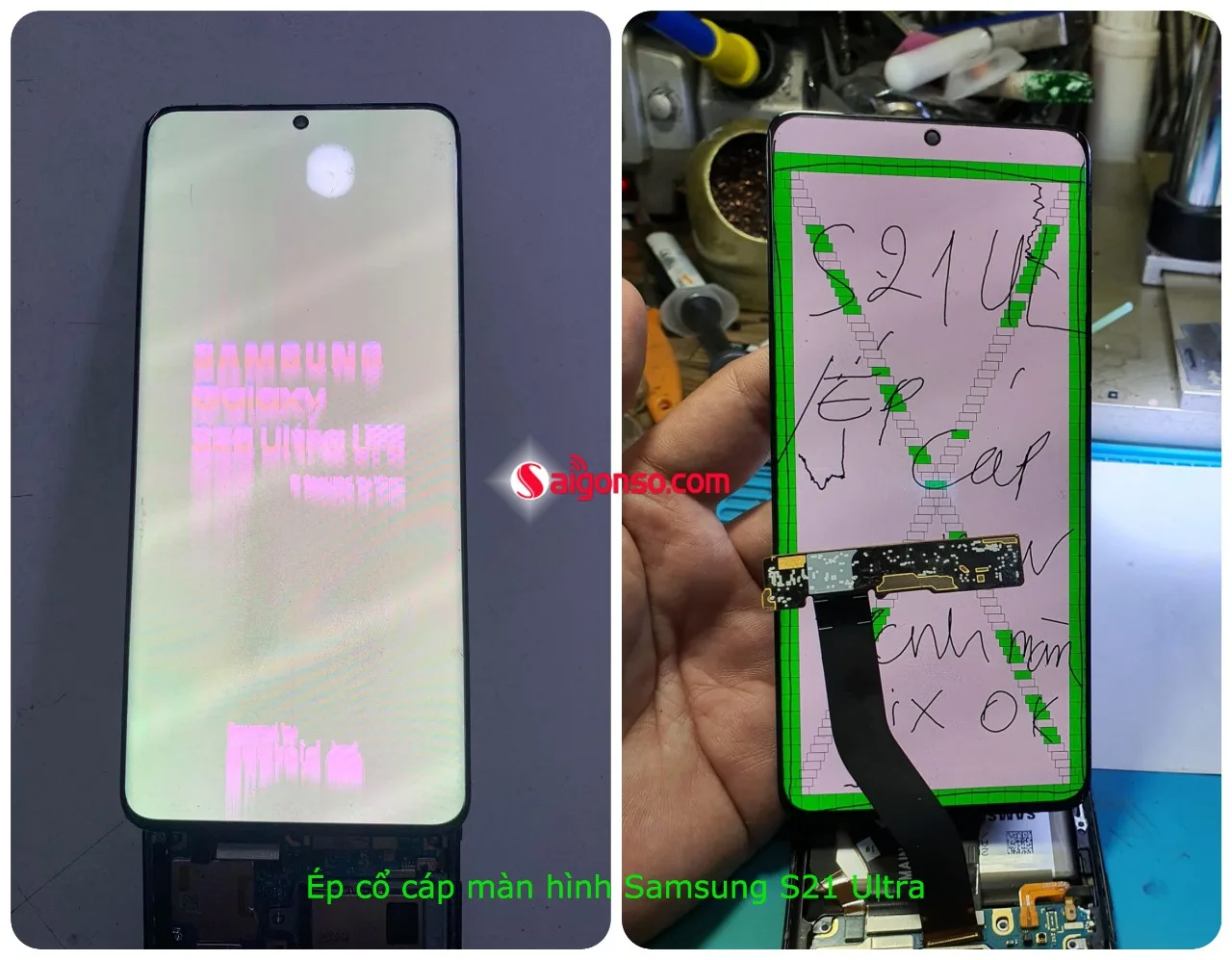 Ép cổ cáp màn hình Samsung  S21 Ultra