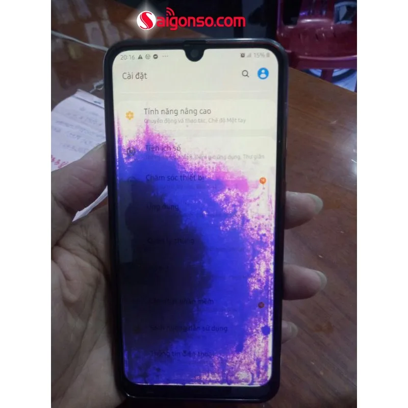 màn hình Samsung A15 chảy mực