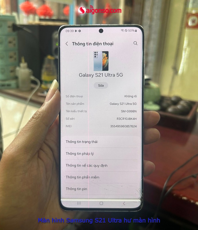 Màn hình Samsung S21 Ultra hư màn hình