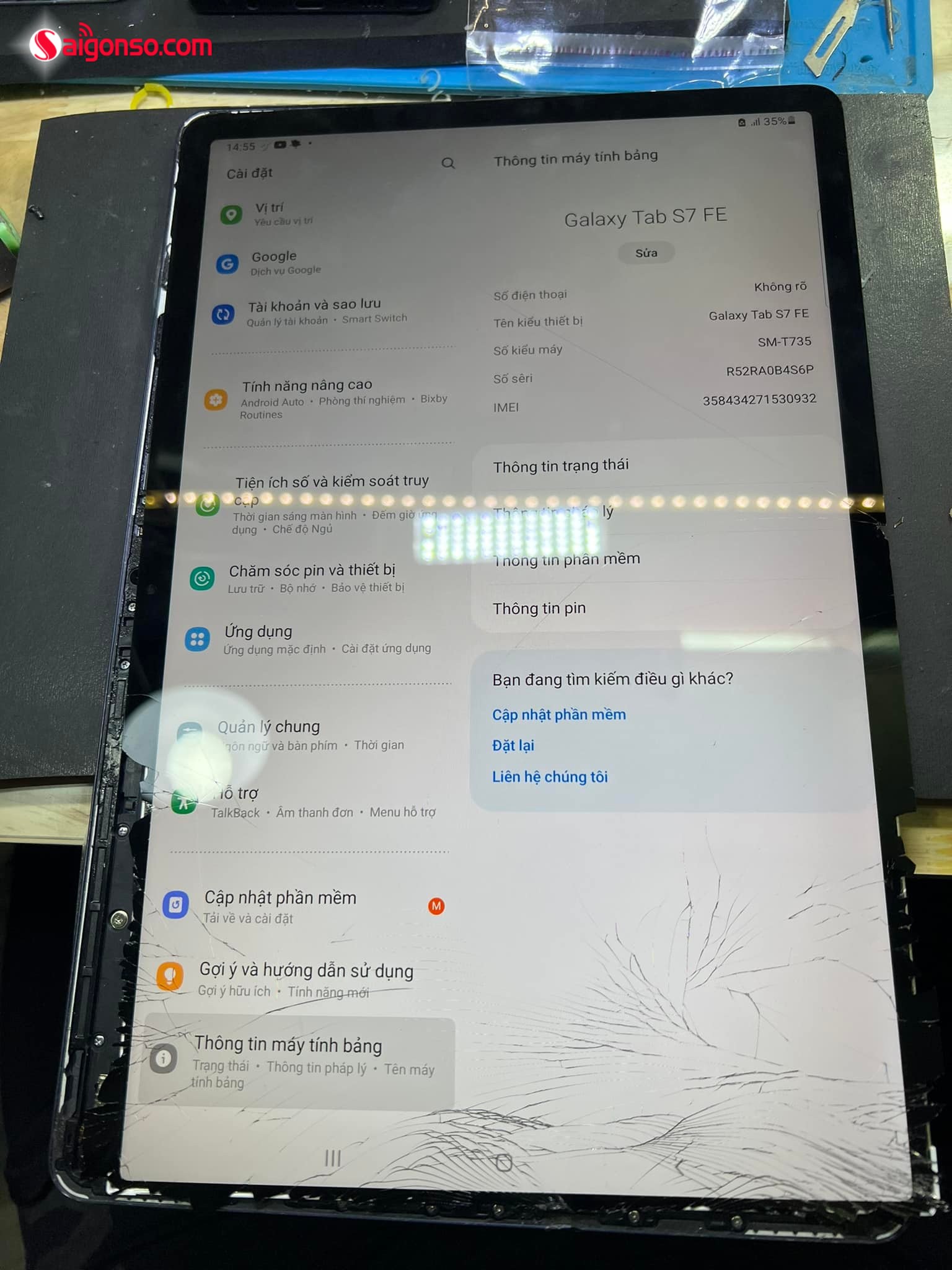 Thay mặt kính Samsung Tab S7 Fe