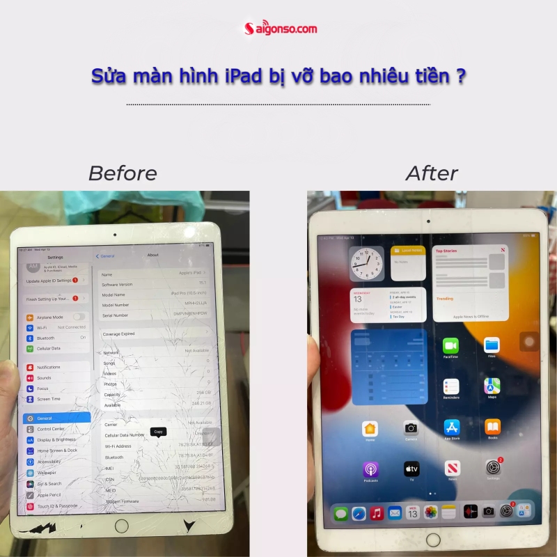 Sửa màn hình iPad bị vỡ bao nhiêu tiền
