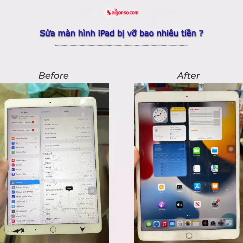 Sửa màn hình iPad bị vỡ bao nhiêu tiền