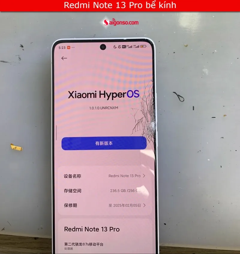 Redmi Note 13 Pro bể kính