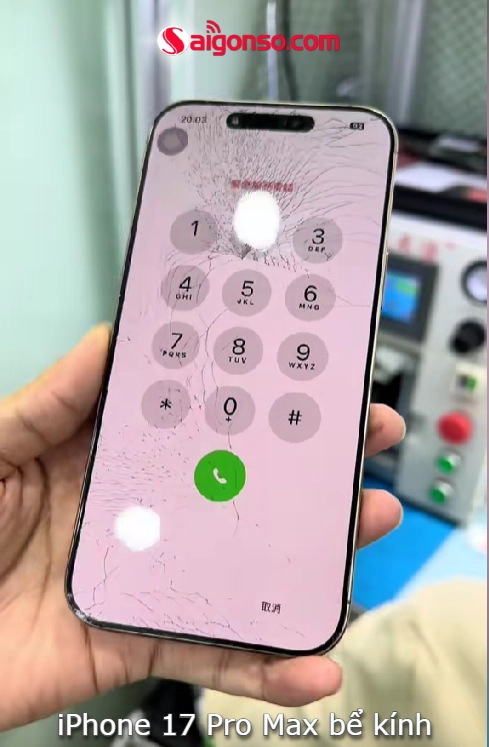 iPhone 17 Pro Max bể mặt kính